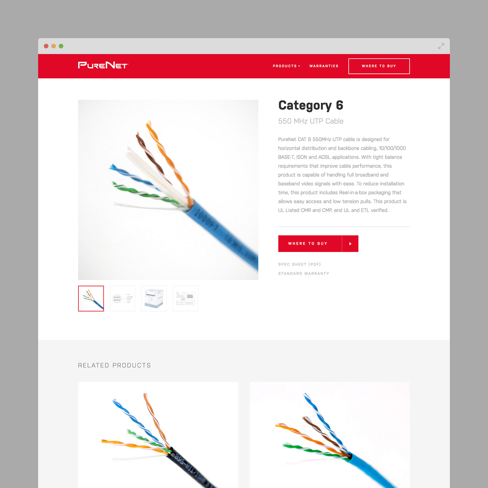 PureNet Products page